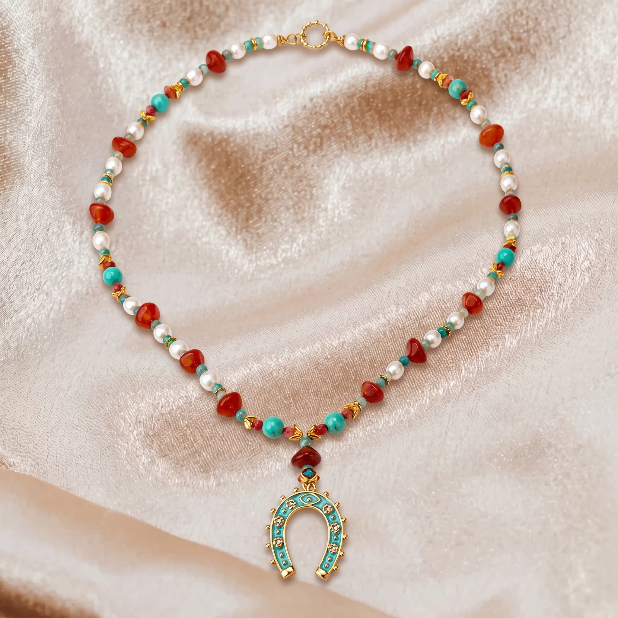 Turquoise Harmony Horseshoe Necklace
