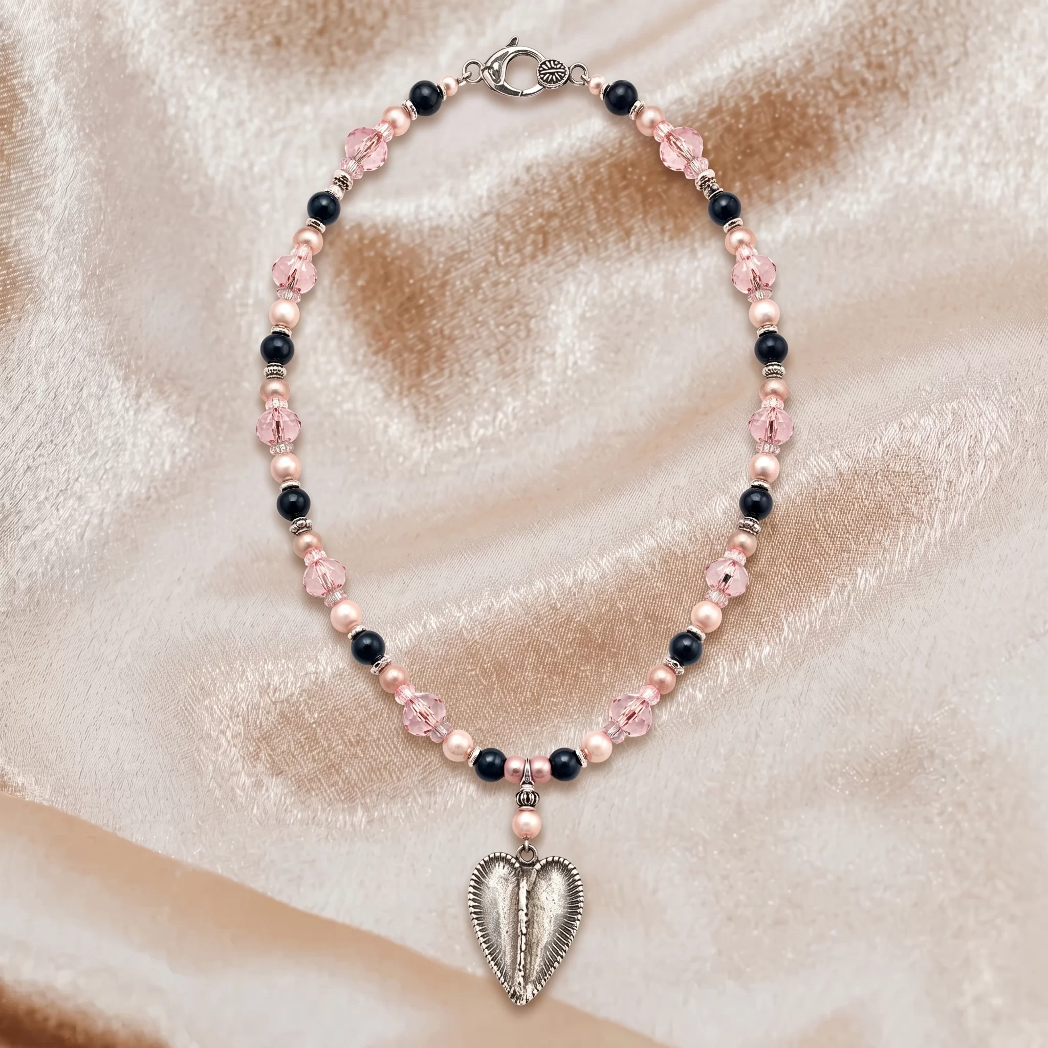 Blush Heart Silver Necklace