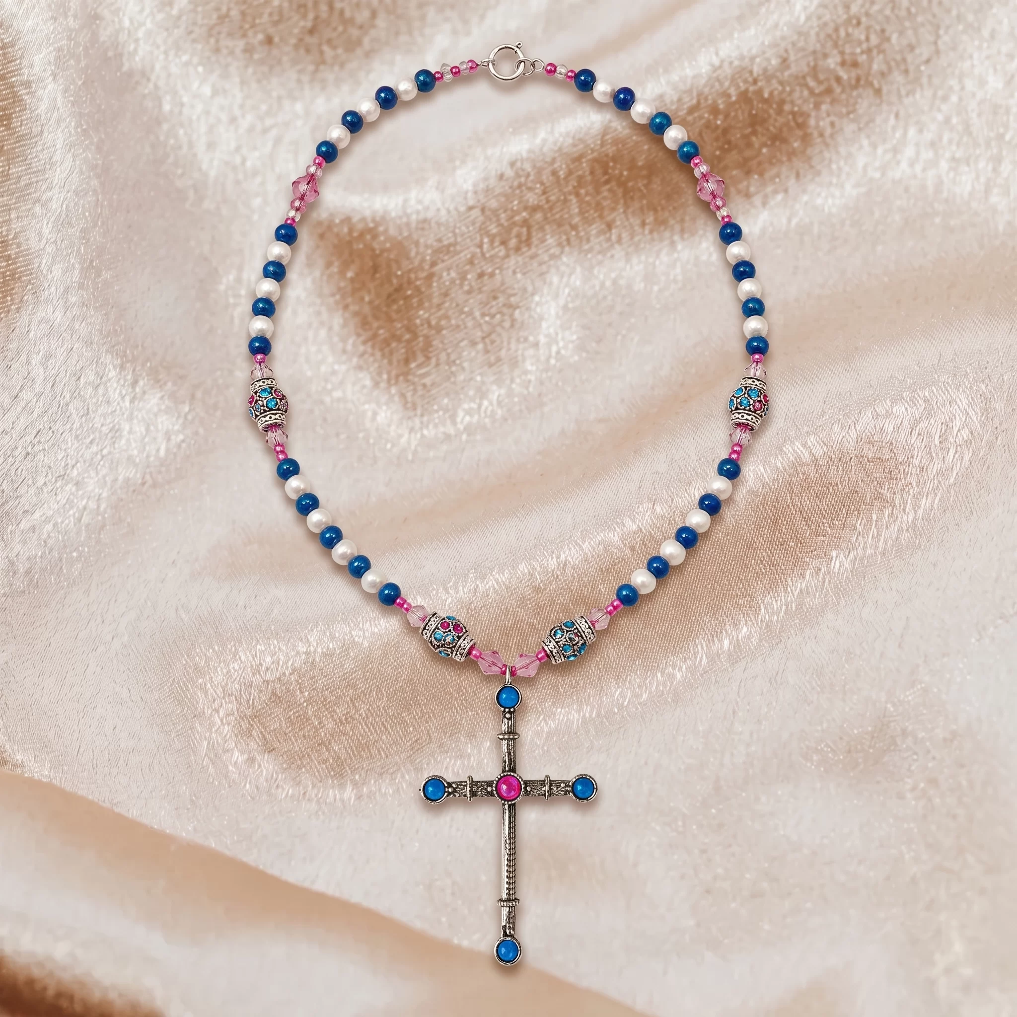 Celestial Cross Silver Necklace
